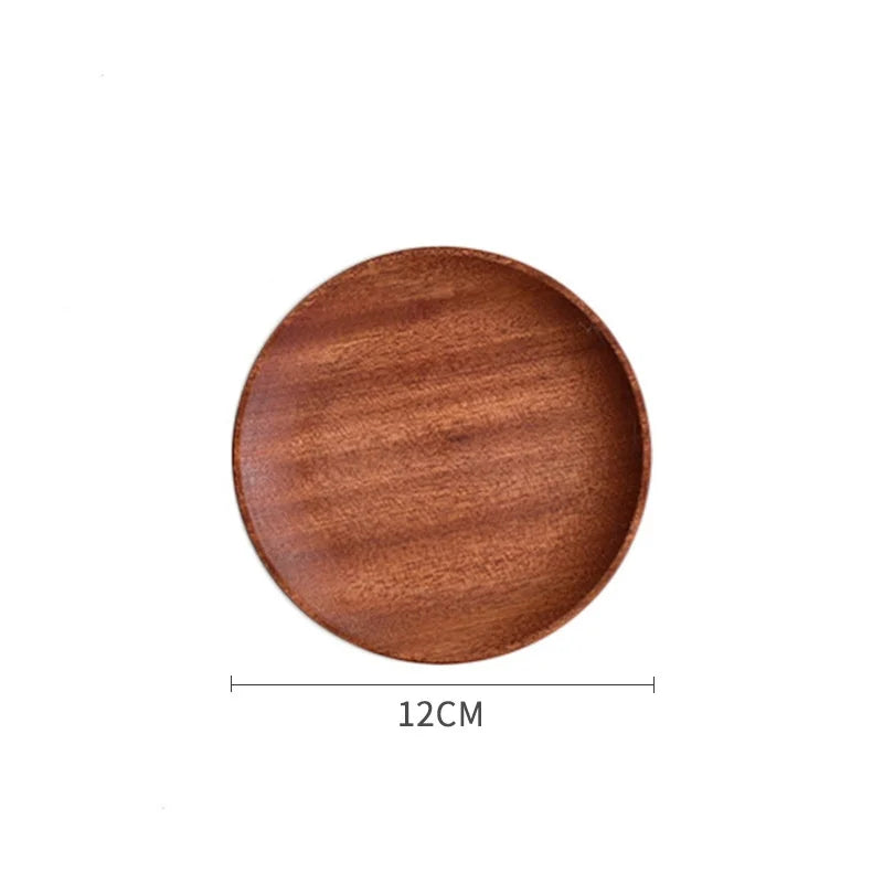 Axyaa Wooden Fruit Dessert Plate Tray Tableware Oval Round Square Toast Shape