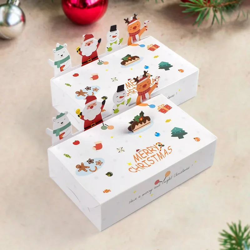 Axyaa Christmas Kraft Paper Candy Cookie Box Set for Kids