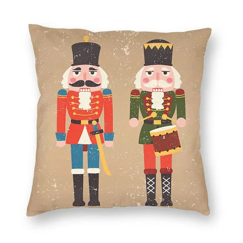Nutcracker Doll Cushion Cover - Axyaa Square Throw Pillow for Christmas Home Decor