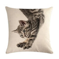 Axyaa Cat Printed Cotton Linen Cushion Cover 45x45cm