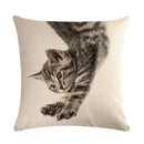 Axyaa Cat Printed Cotton Linen Cushion Cover 45x45cm