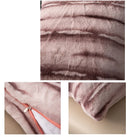 Axyaa Rabbit Fur Striped Throw Pillowcase - Soft Plush Cushion Cover for Home Sofa