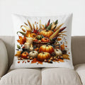 Axyaa Halloween Pumpkins & Wreath Decor Pillow Cover for Sofa, Bedroom, Car