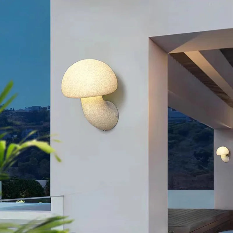Axyaa White Mushroom Medieval Wall Lamp Outdoor Red Wall Sconce - Waterproof LED Light Fixtures