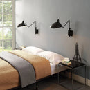 Axyaa Modern Duck Bill Swing Arm Wall Lamp Black Iron Finish