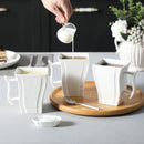 Axyaa Marble White Porcelain Coffee Set for 6 - 6 Cups 5.5 Inch 500ML Square