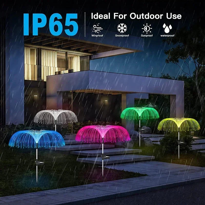 Axyaa Solar Jellyfish Lawn Lights Outdoor Waterproof Fiber Optic Garden Decor