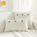 Axyaa Linen Throw Pillow Covers Triple Button Vintage Farmhouse Style