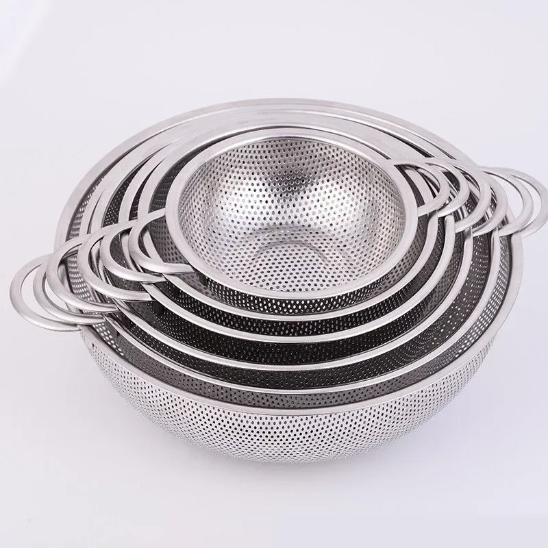 Axya Stainless Steel Mesh Sifter Colander Strainer Sieve Kitchen Basket