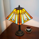 Axyaa Stained Glass Table Lamp 8" Cream Color Desk Light Home Office Bedroom
