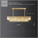 Axyaa Golden Crystal LED Chandelier Luxe Round Pendant Light for Home