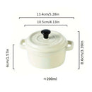 Axyaa Ceramic Mini Double Ear Bowl Set for 6.5oz Yogurt & Steamed Egg