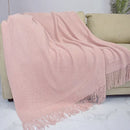 Axyaa Knitted Waffle Blanket Throw 130x240cm Warm Tassels Bedspread