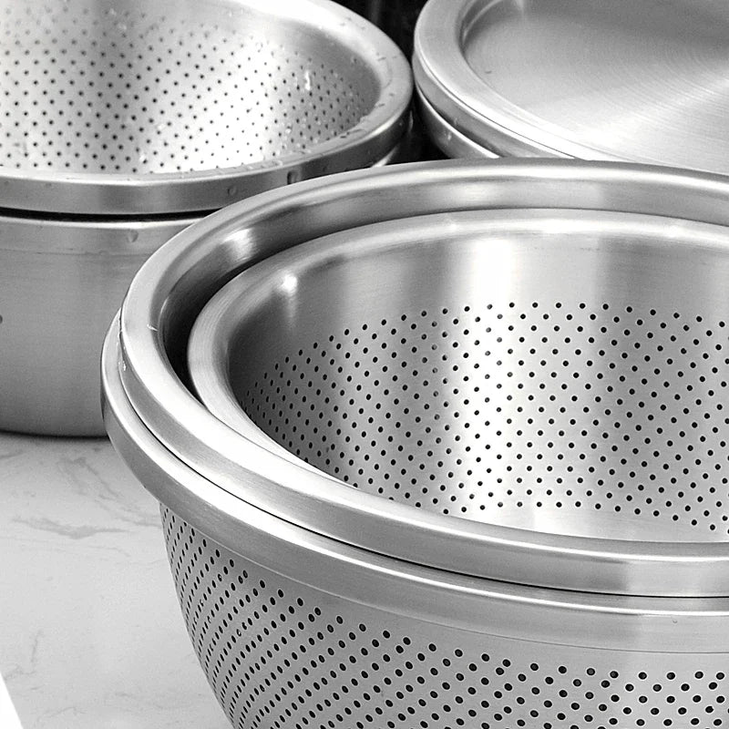 Axya Stainless Steel Drain Basket Vegetable Washing Basin and Filter Net