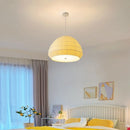 Axyaa Creamy Fabric LED Chandelier, Minimalist Bedroom Dining Room Pendant Light