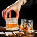 Axyaa Rotatable Whiskey Glass with Wooden Base - Bar Drinking Novelty Cup