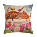 Axyaa Cute Cat Pet Pattern Pillow Cover Linen Throw Pillow 45*45cm