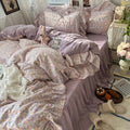 Axyaa Princess Floral Ruffles Bedding Set with Soft Duvet Cover, Bed Sheet, Pillowcases