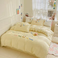 Axyaa Ice Cream Embroidered Bedding Set: Duvet Cover, Sheet, Pillowcases - Soft & Skin-friendly