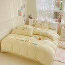 Axyaa Ice Cream Embroidered Bedding Set: Duvet Cover, Sheet, Pillowcases - Soft & Skin-friendly