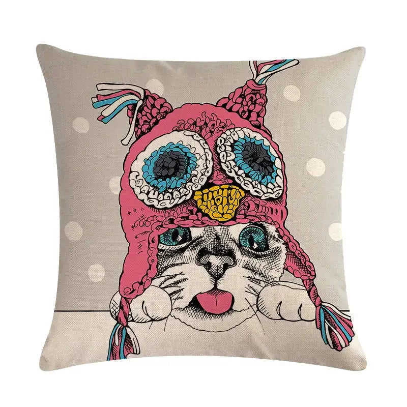 Axyaa Cartoon Dog Linen Pillow Case 45*45cm