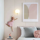 Axyaa Moon Lamp Resin Girl Wall Light for Kids Nursery