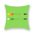 Axyaa Avocado Green Feather Print Pillow Cover 45x45cm