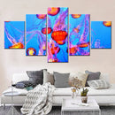 Axyaa Animal Canvas Wall Art - Orange Jelly Fishes Print for Home Decor