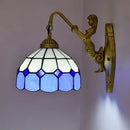 Axyaa Stained Glass Tiffany Wall Lamp - Retro Mediterranean Bedroom Decoration