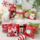 Embroidery Christmas Throw Pillowcase Elk Red Decoration Square Pillowcases by Axyaa