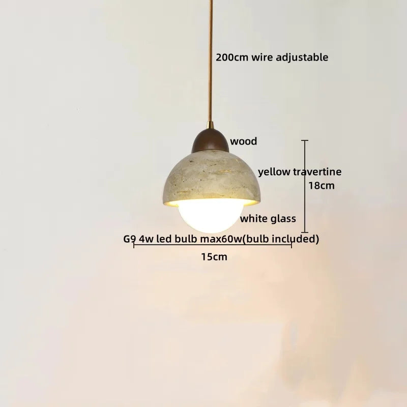 Axyaa Yellow Travertine LED Pendant Lights for Modern Living Spaces