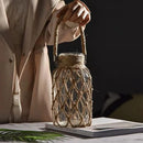 Axyaa Rustic Hanging Glass Vase Rope Net Art Hemp Rope Decor TableView