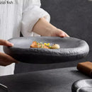 Axyaa Ceramic Steak Plate | Stylish Dessert Sushi Pasta Serving Plate for Restaurant