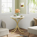 Axyaa White Gold Round End Table Modern Small Coffee Accent Bedside C Table