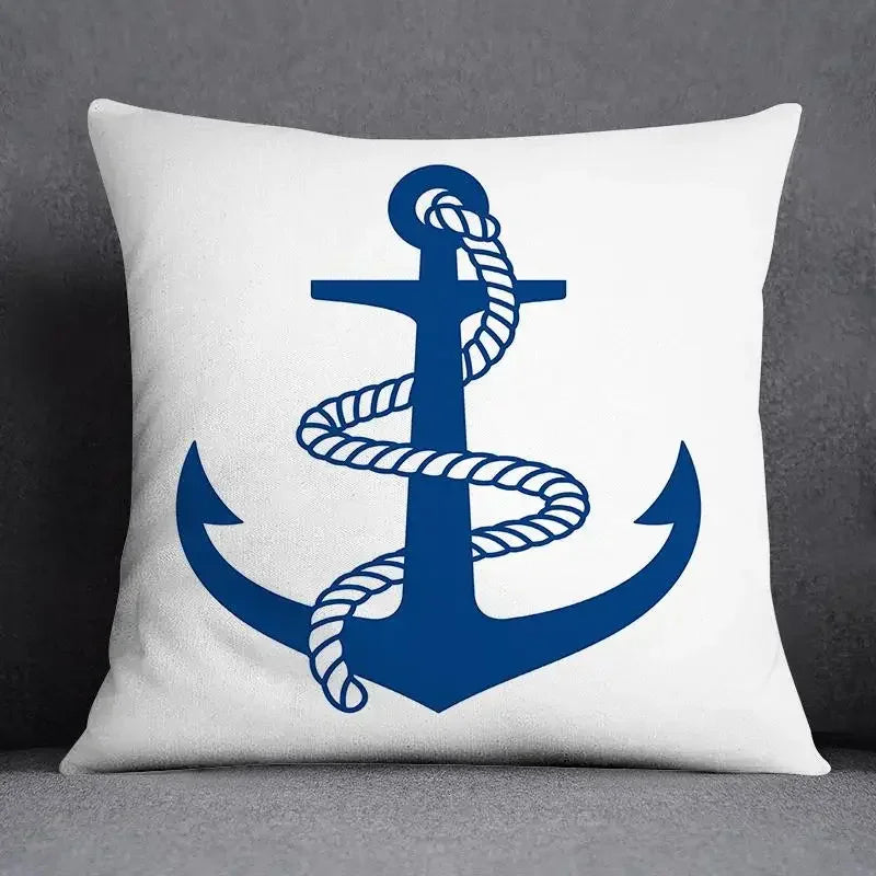 Axyaa Blue Mermaid Sailor Marines Polyester Pillowcase Home Office Decor