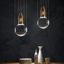 Axyaa Round Glass LED Ceiling Chandelier - Modern Living Room Kitchen Island Pendant Lights