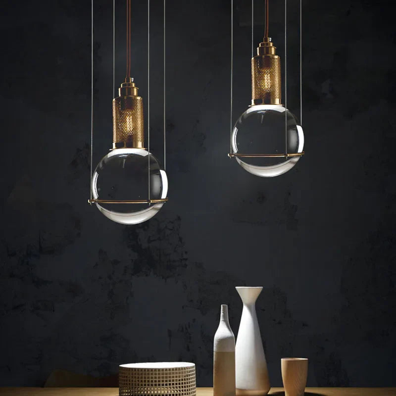 Axyaa Round Glass LED Ceiling Chandelier - Modern Living Room Kitchen Island Pendant Lights