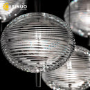 Axyaa Glass Ball Lighting Fixture for Bedroom, Dining Room, Hallway - Clear Striped Glass