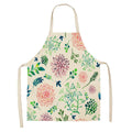 Axyaa Tropical Pineapple Flowers Adult Bib Apron - Green Palmetto Plant Kitchen Apron