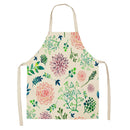 Axyaa Tropical Pineapple Flowers Adult Bib Apron - Green Palmetto Plant Kitchen Apron