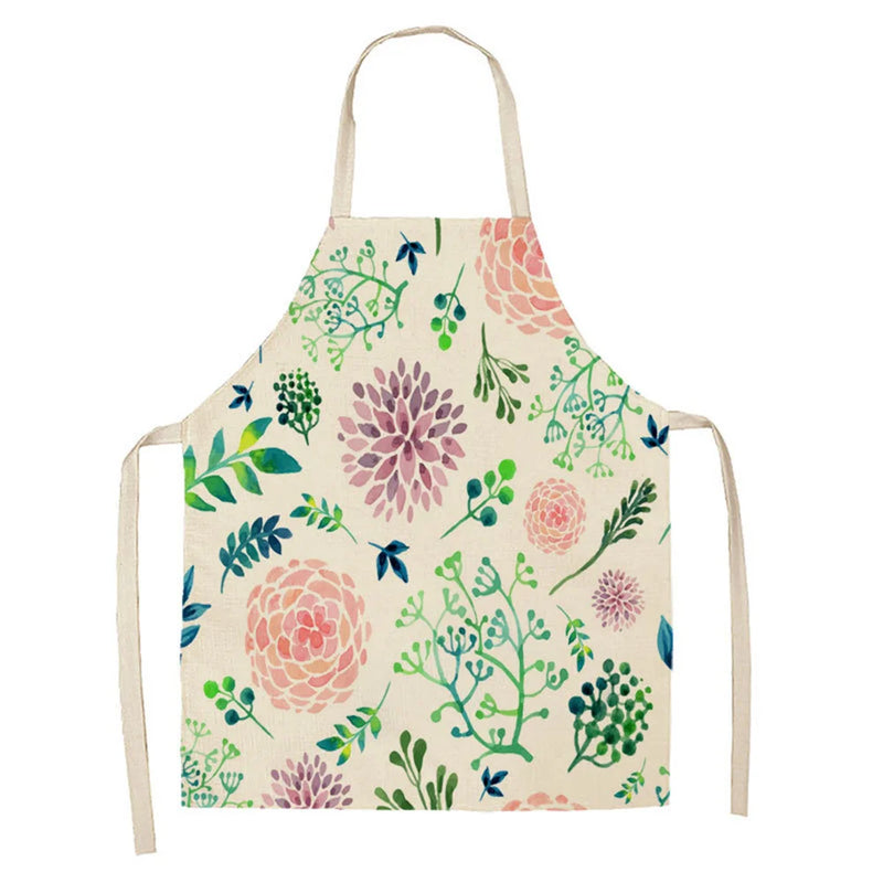 Axyaa Tropical Pineapple Flowers Adult Bib Apron - Green Palmetto Plant Kitchen Apron