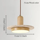 Axyaa Travertine LED Pendant Light - Modern Walnut Chandelier for Dining Kitchen Island Counter
