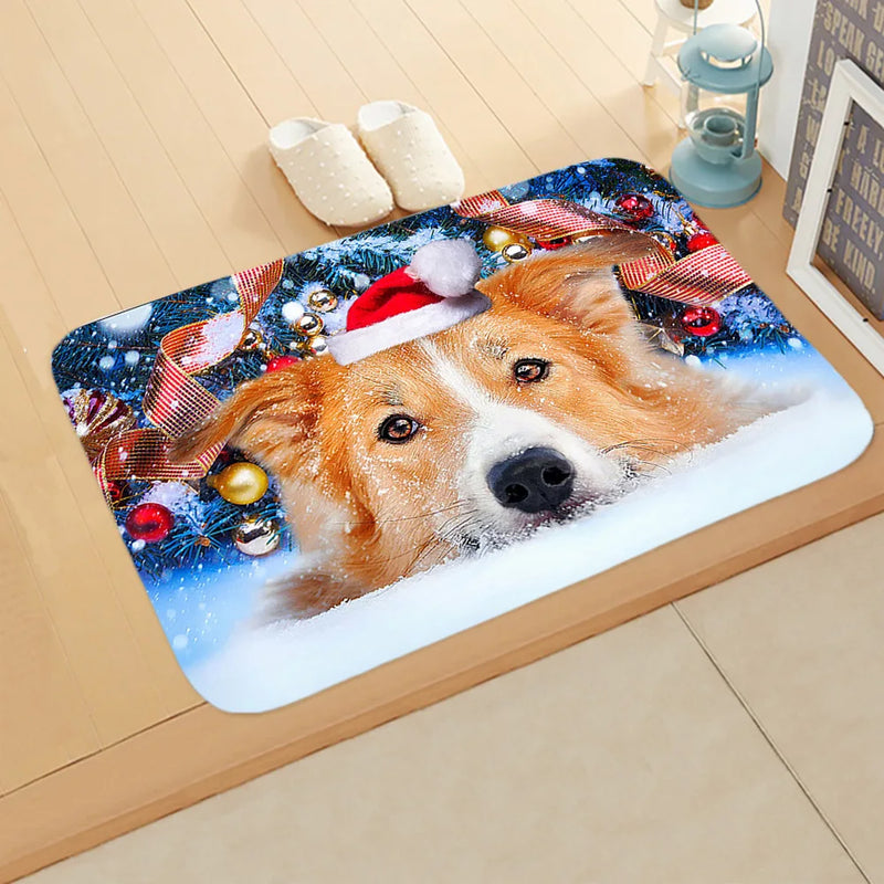 Axyaa Christmas Animal Print Door Mat - Non-Slip Home Decoration