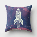 Axyaa Cartoon Star Astronaut Pillow Cover 45x45cm - Cute Moon Rocket Design.