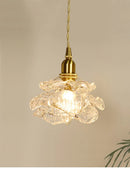 Axyaa Romantic Rose Glass Chandelier - Vintage Brass Luxury Lighting for Living, Dining, Bedroom