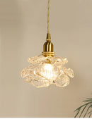 Axyaa Romantic Rose Glass Chandelier: Vintage Brass Bedroom Light Luxe Hanging Lamp