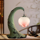 Axyaa Lotus Table Lamp: Chinese Retro Art Decor for Living Room, Bedroom, Study
