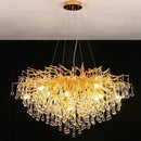 Axyaa Luxury Crystal Chandelier with Golden Base & Water Drop Decorations