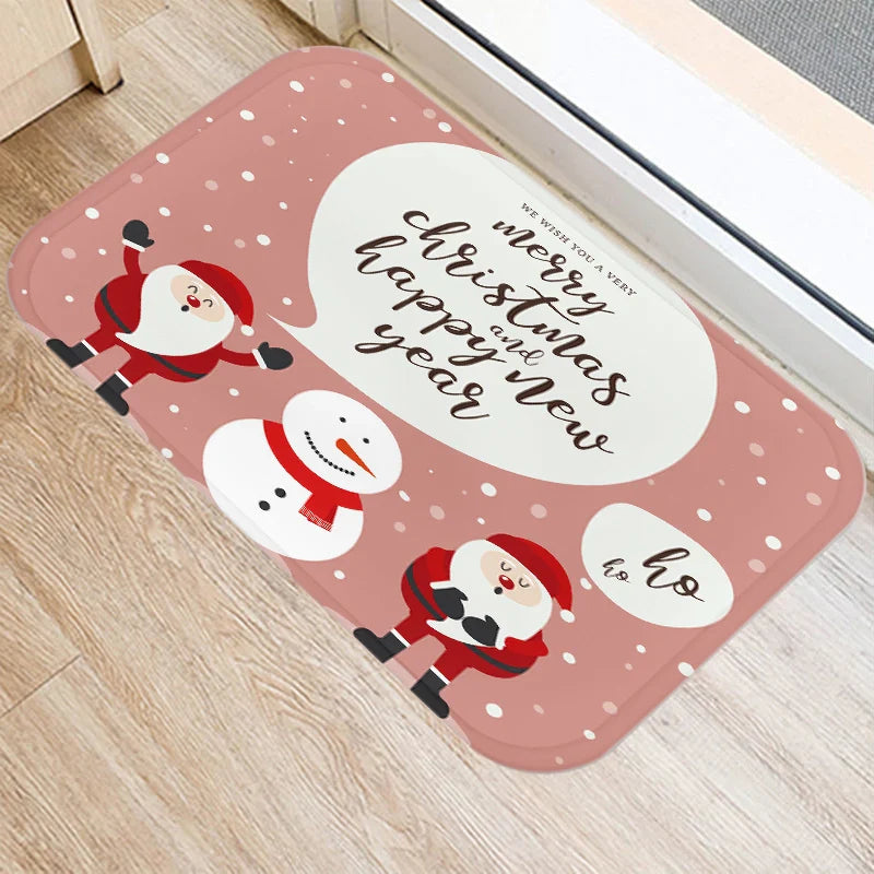 Axyaa Santa Elk Welcome Mat for Home, Kitchen, Bathroom Floor Decor