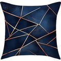 Axyaa Dark Blue Geometric Pattern Throw Pillow Covers for Sofa Bedroom Car